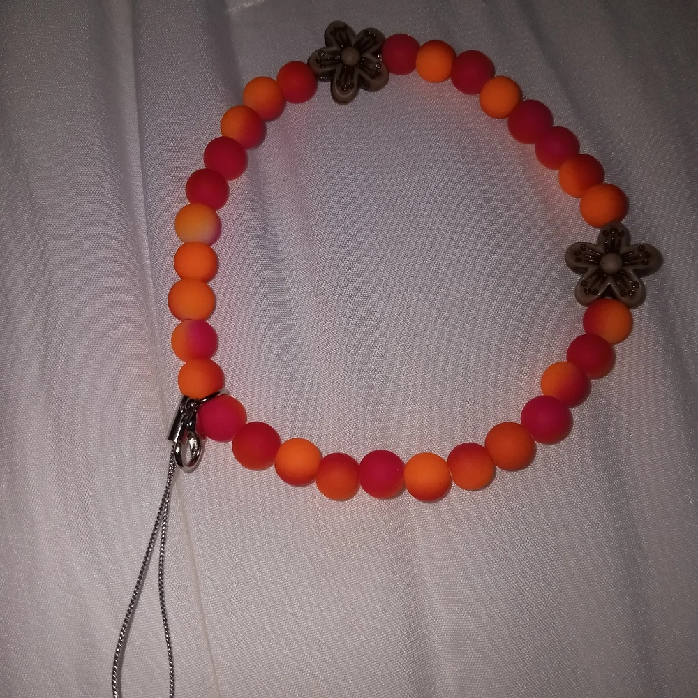 Hand crafted New cell phone charm holder neon statement beaded bracelet